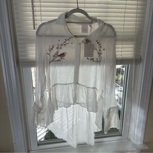 Lauren Conrad NWT Embroidered White Blouse